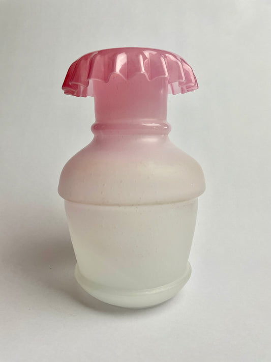 Victorian Pink and White Satin Vase