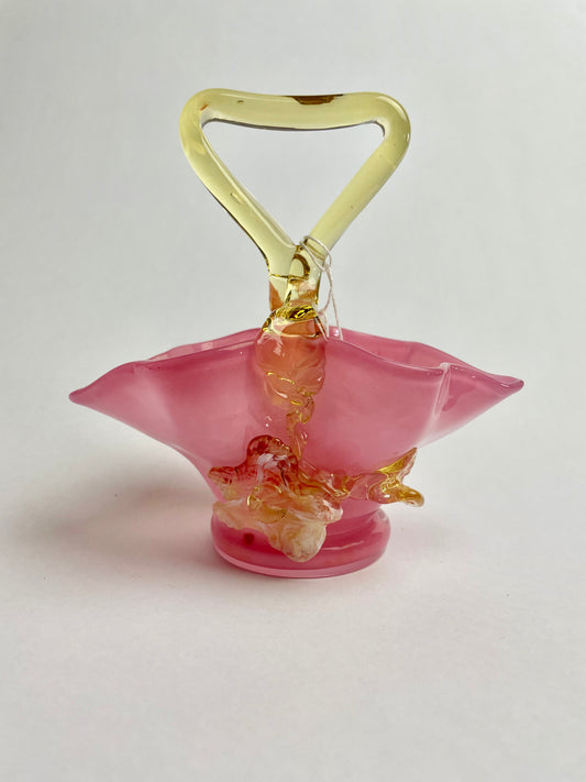 Pink Victorian Glass Basket