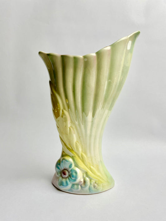 Mingay Lusterware Ceramic Pottery Vase Pink Yellow and Blue Lustre V67 26.5cm tall