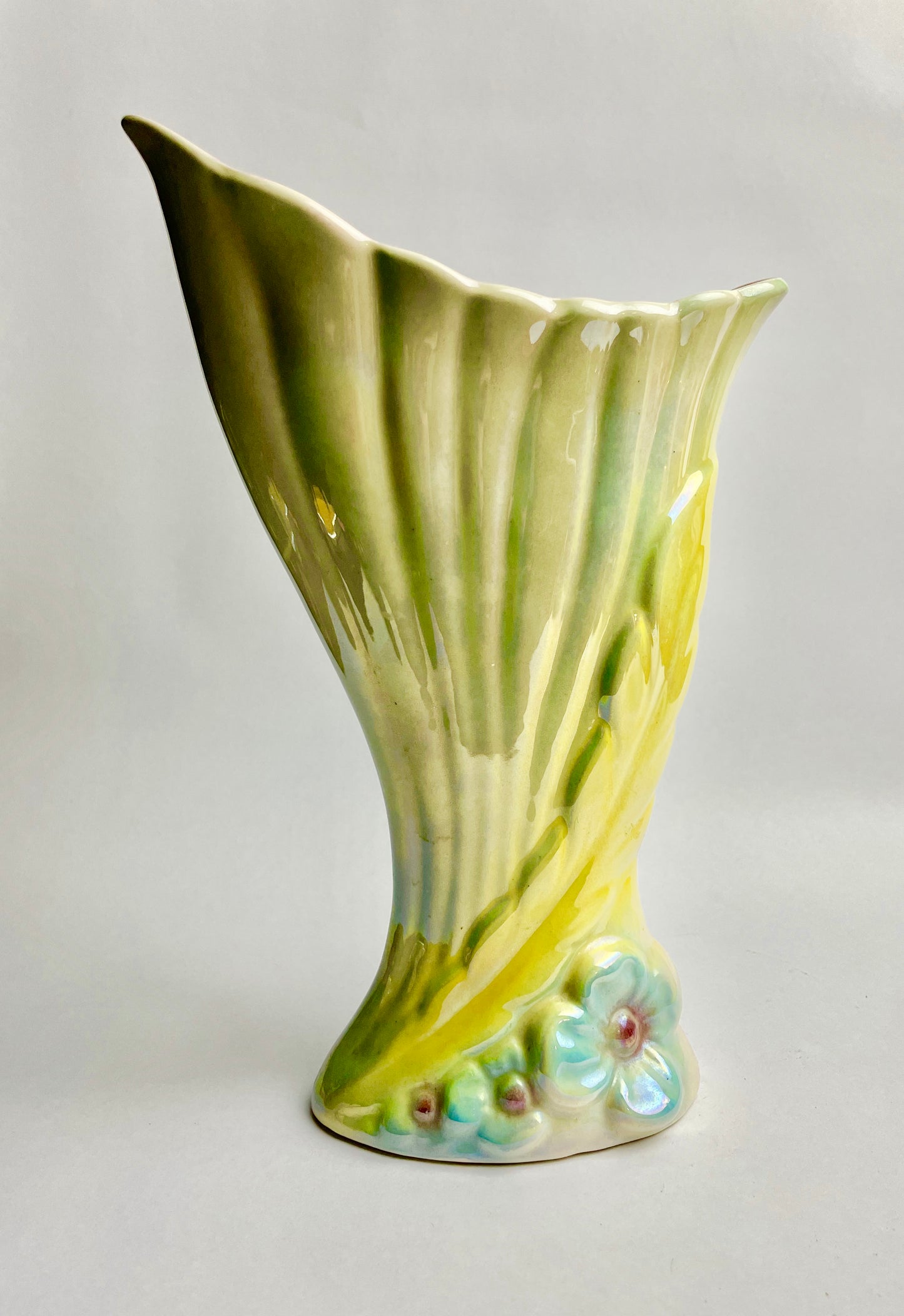 Mingay Lusterware Ceramic Pottery Vase Pink Yellow and Blue Lustre V67 26.5cm tall