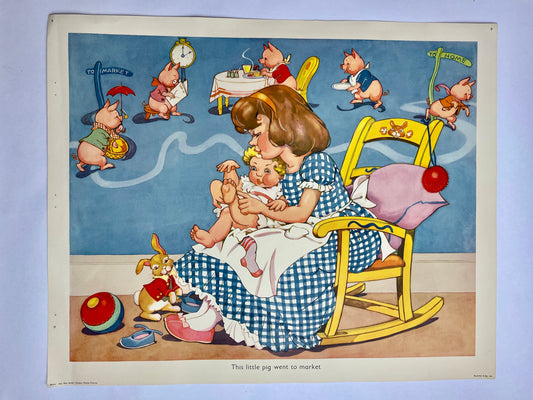 Original Three Little Pigs Gay Way Nursery Rhyme print from the 1950s