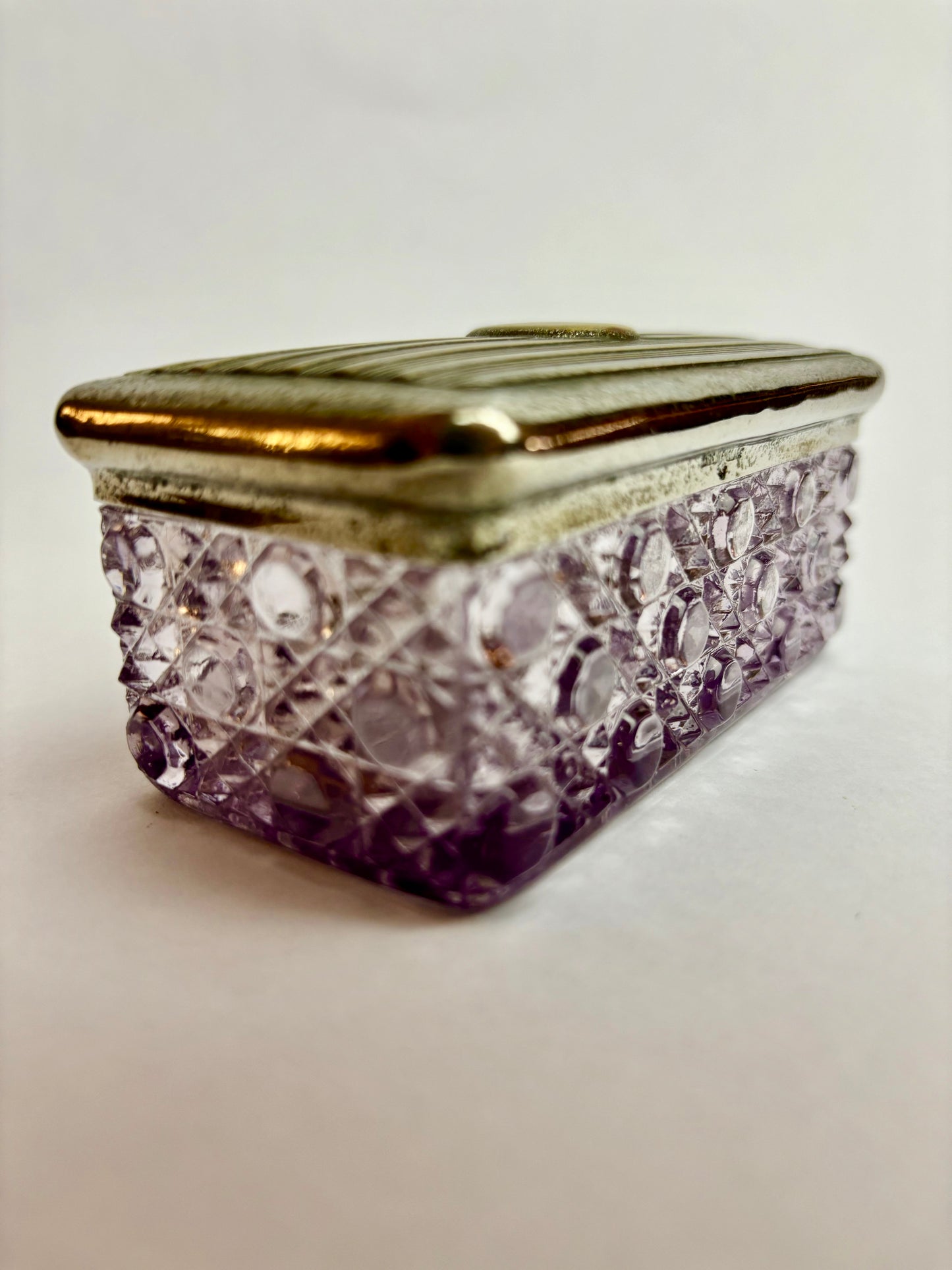 Antique Amethyst Glass Trinket Box, England