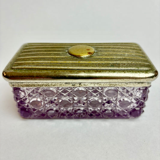 Antique Amethyst Glass Trinket Box, England