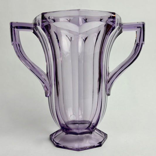 Amethyst Glass Two-Handled Vase