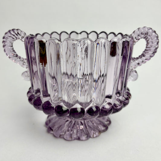 Antique Amethyst Glass Two-handled Sugar Bowl