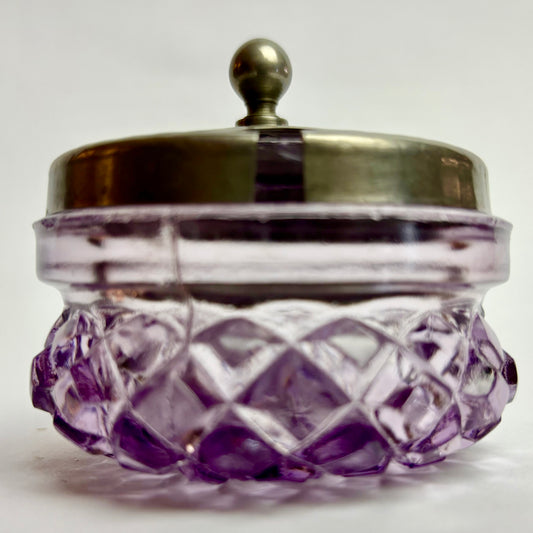 Small Vintage Amethyst Glass Trinket Box