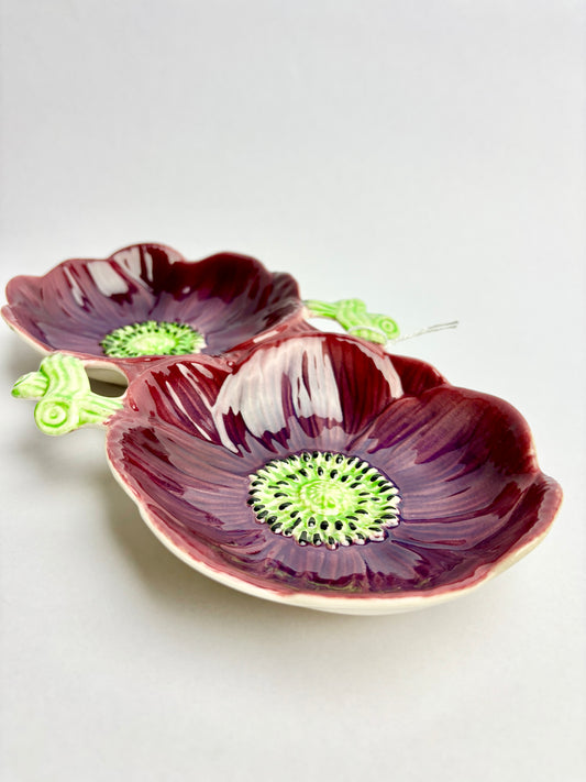 Anemone Majolica Twin Dish by Shorter & Son