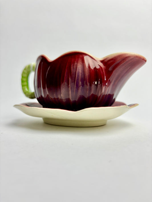 Anemone Majolica Gravy Boat & Saucer by Shorter & Son