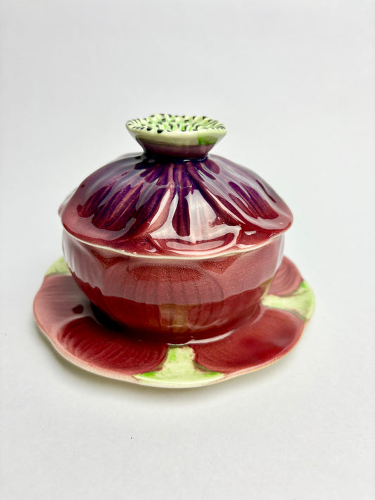 Anemone Majolica Lidded Pot by Shorter & Son