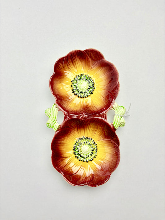 Anemone Majolica Twin Dish by Shorter & Son