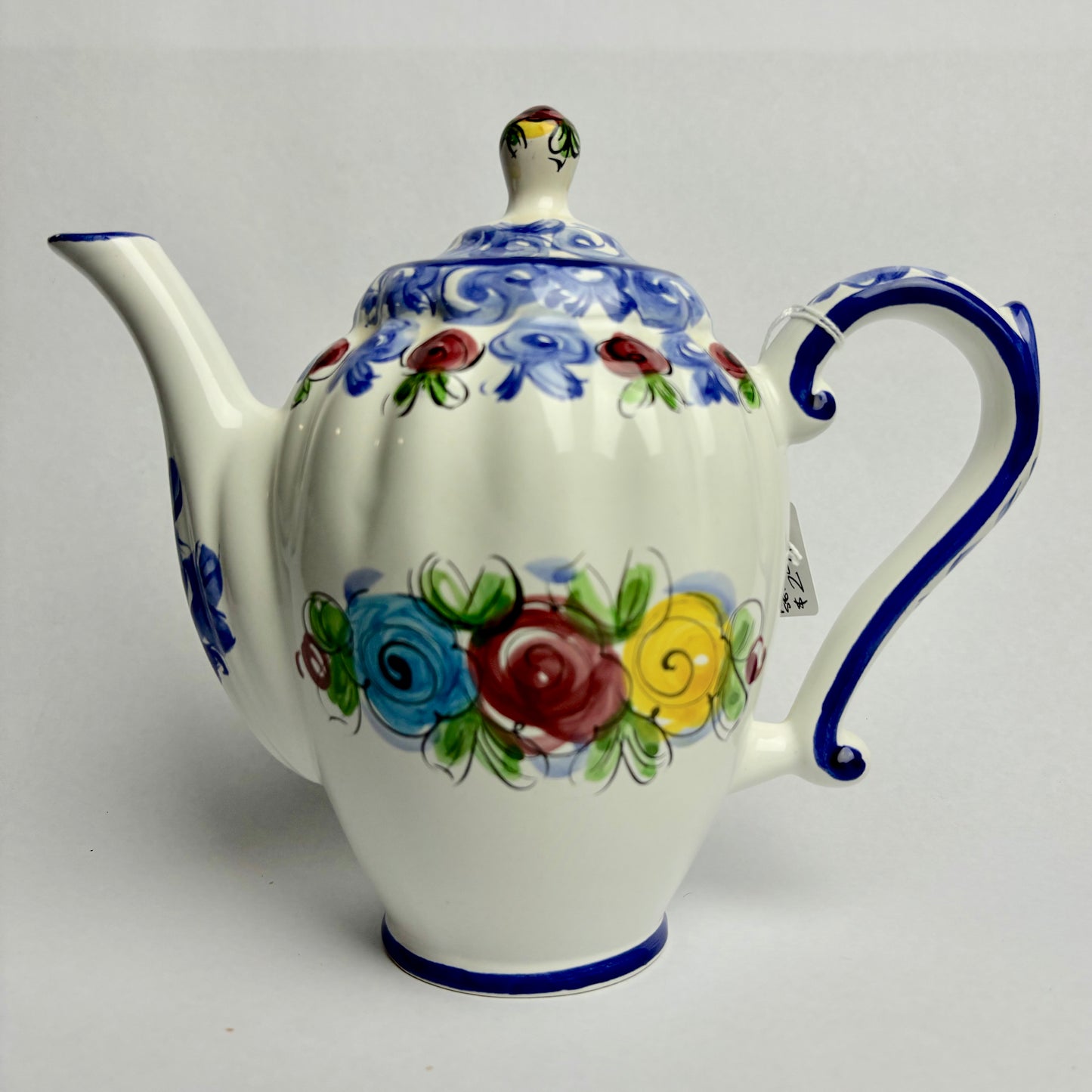 Vintage hand-painted Portuguese china tea set, complete six service in VGC