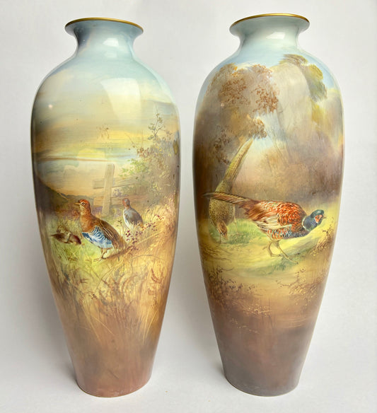 Pair of Hand-painted Winton Vases with Pheasants