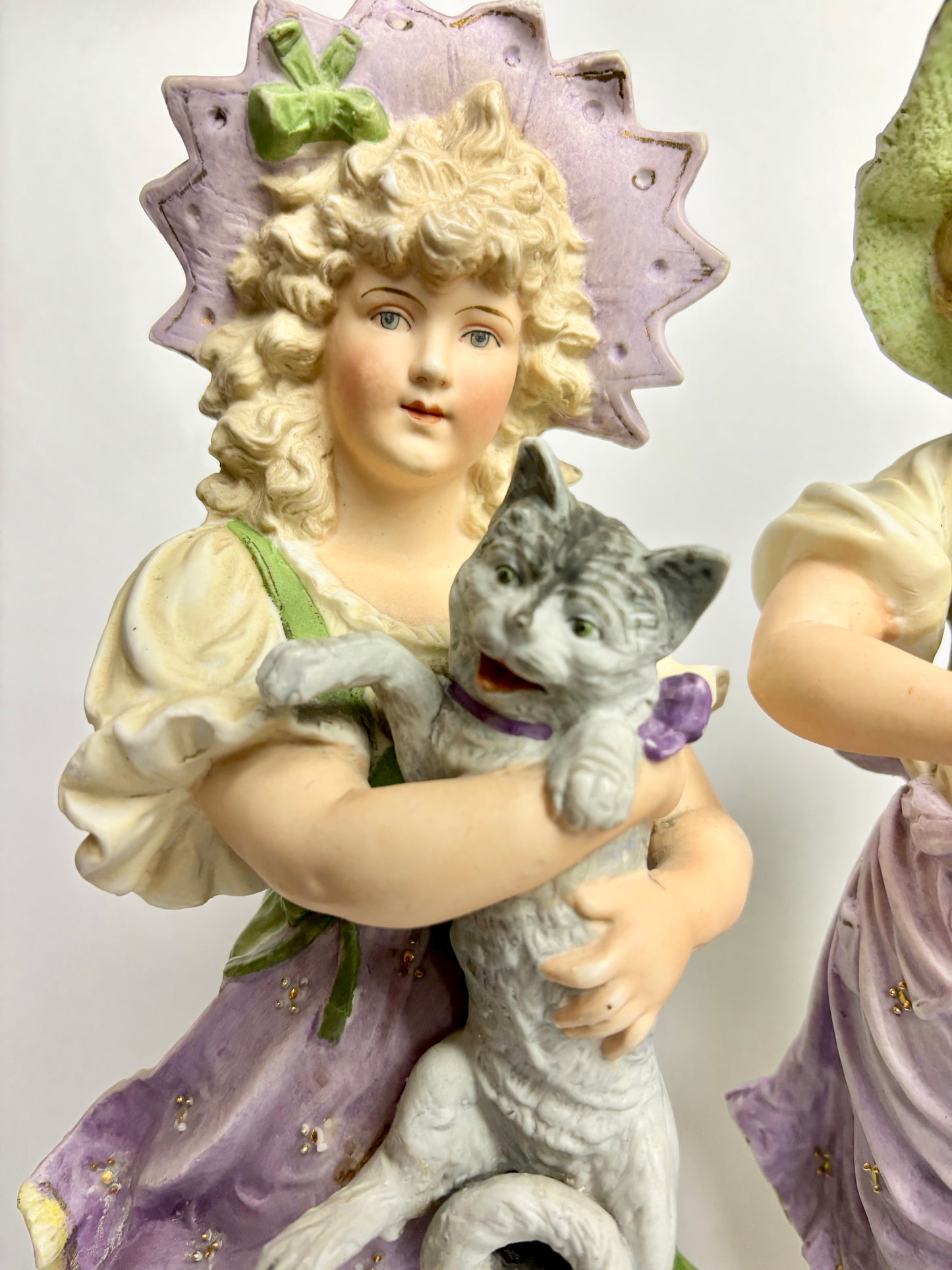 Pair of Large Victorian Bisque Figurines