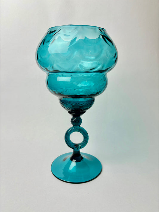 Empoli Teal Draped Peacock Vase 29.5cm