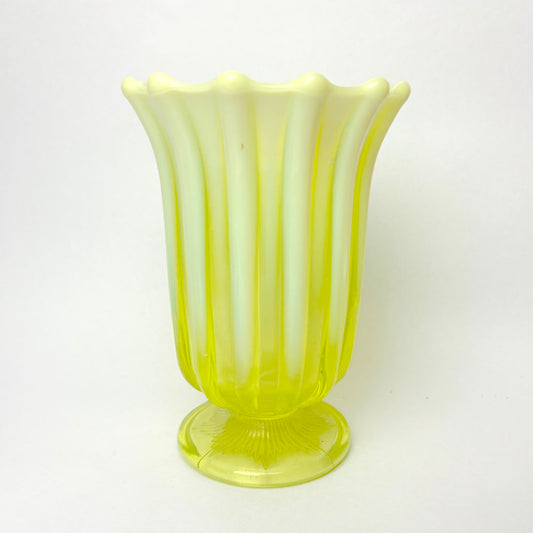 Davidson Vaseline Primrose Glass Celery Vase (circa 1890)
