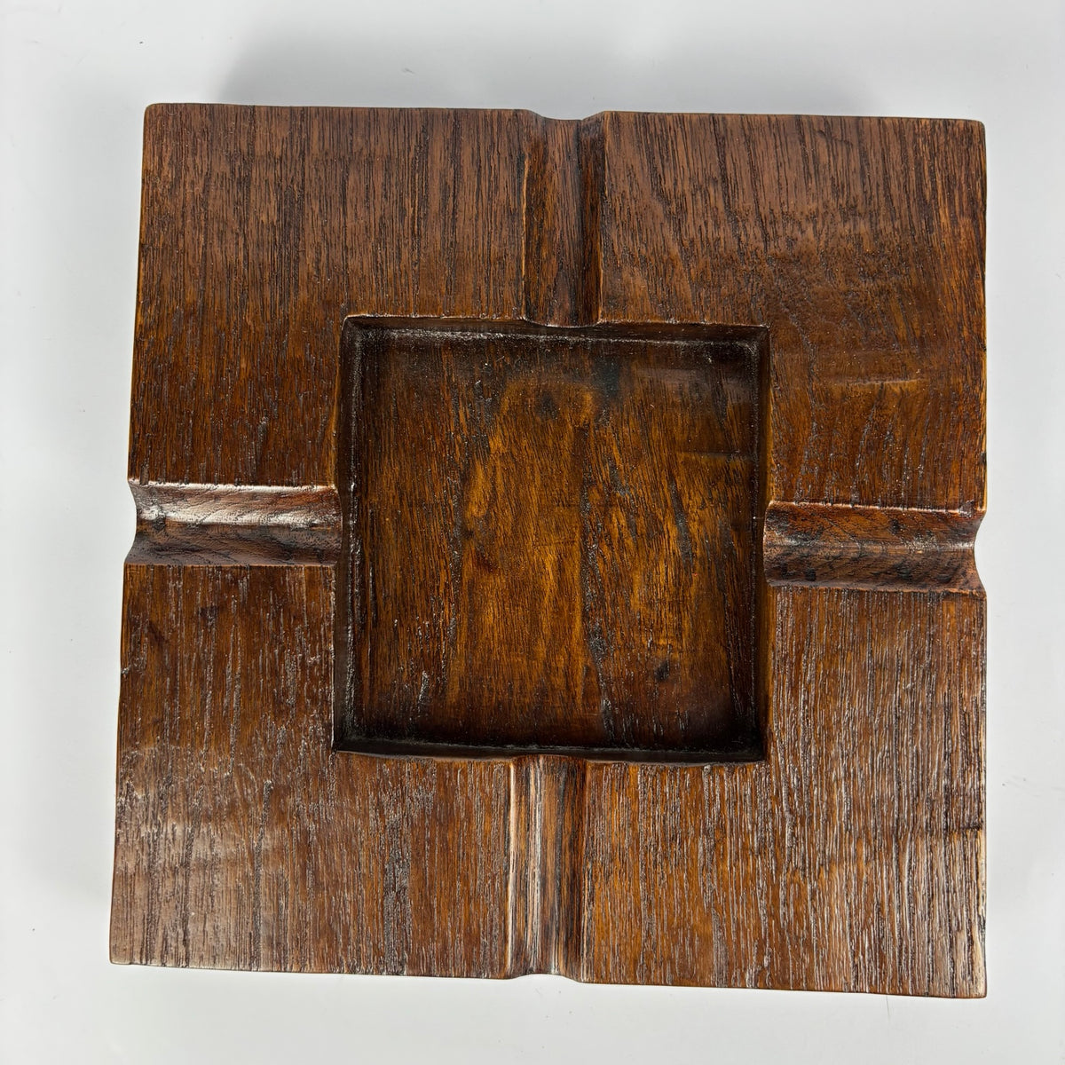 Carved Square Wooden Ashtray with Four Rests, view 2