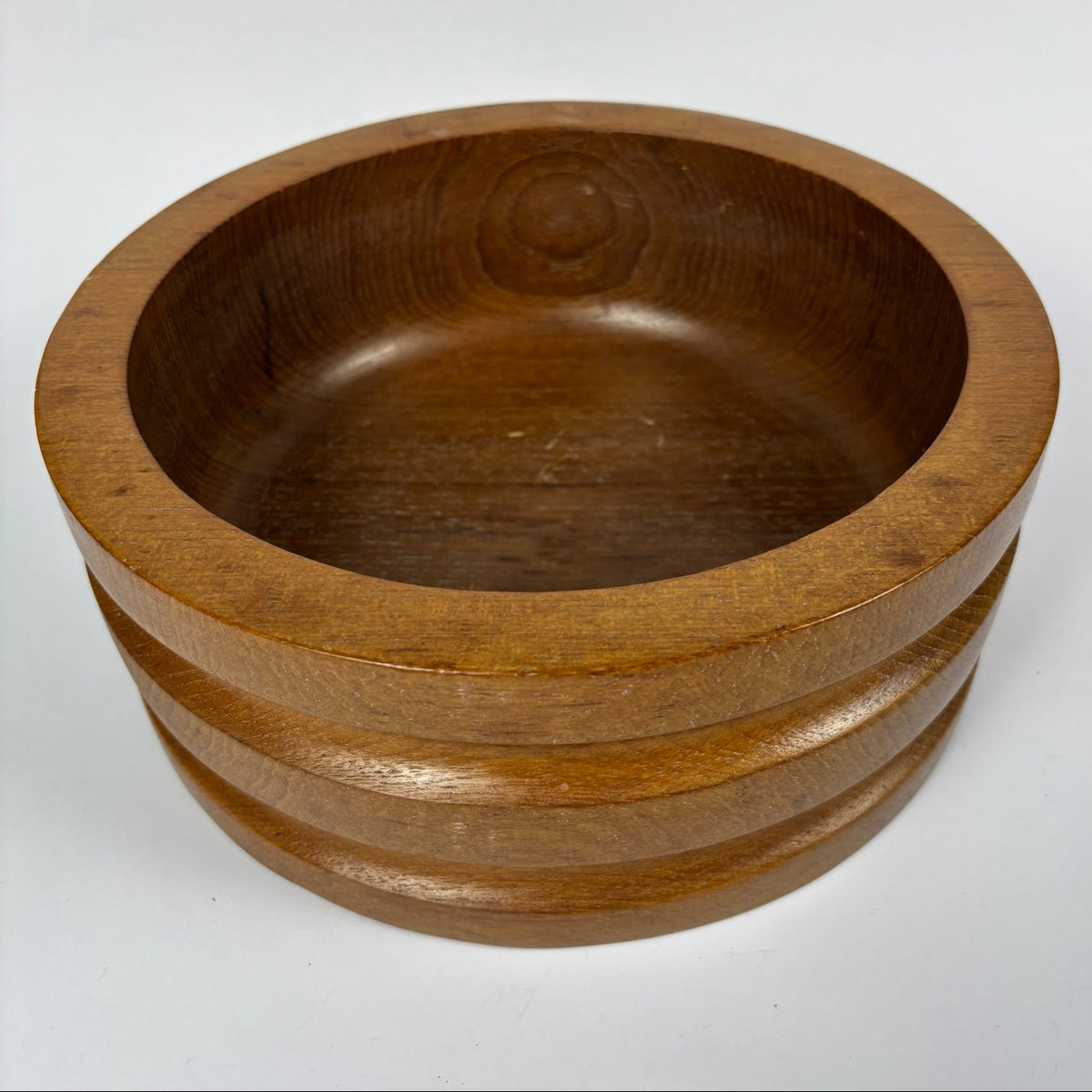 Turned Wooden Bowl with Grooved Exterior, view 1
