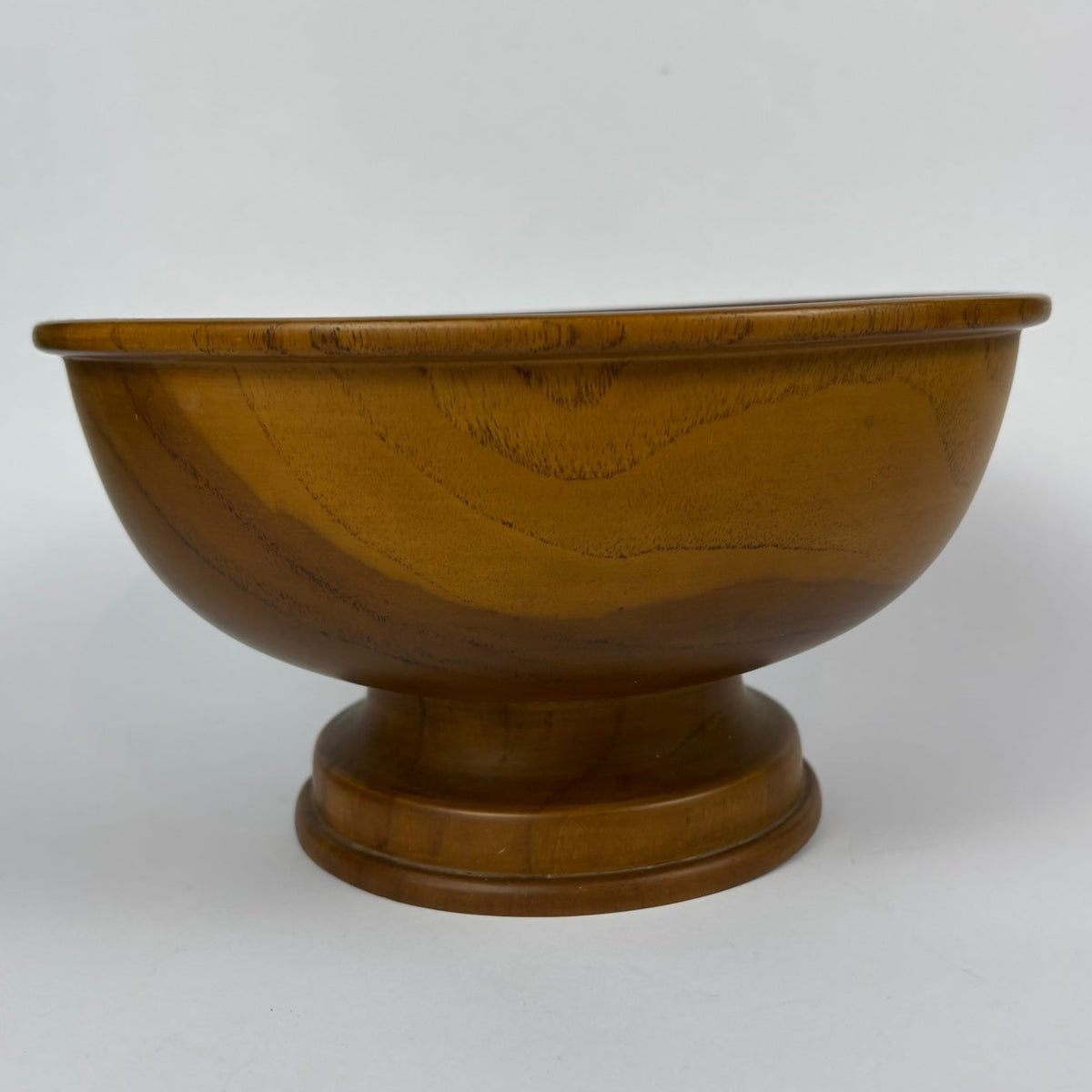 Turned Wooden Pedestal Bowl, view 1