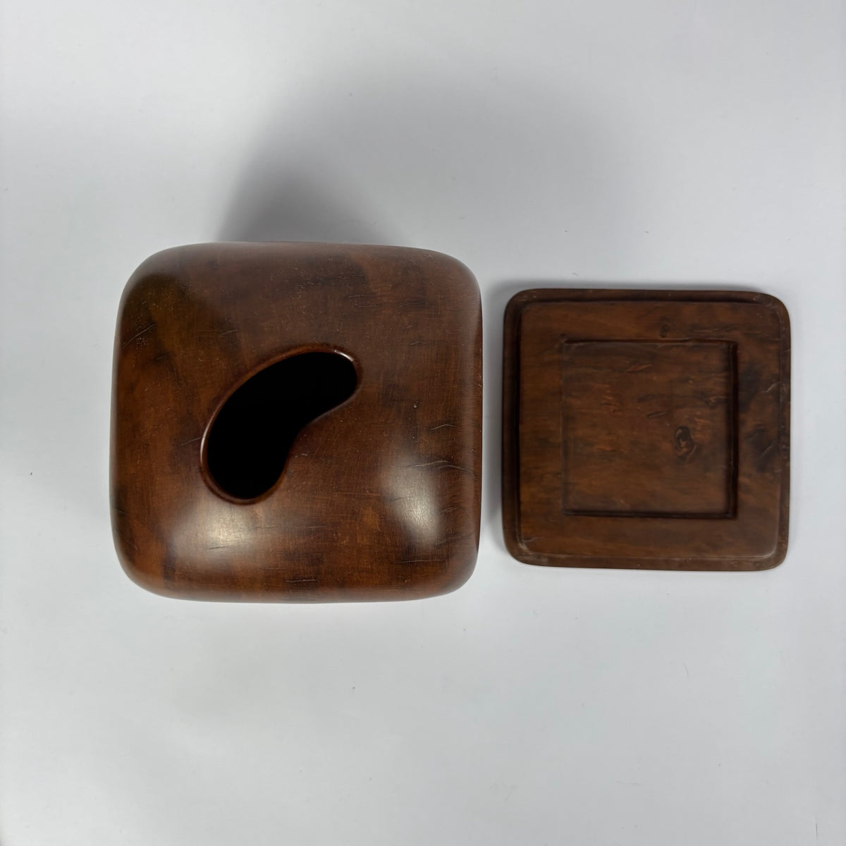 Vintage Wooden Tissue Box Cover with Removable Base, view 2
