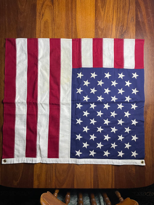 Vintage fully-sewn linen USA flag by Reliance