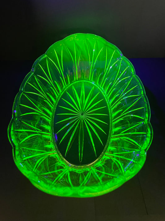 Uranium Glass Dish 27cm