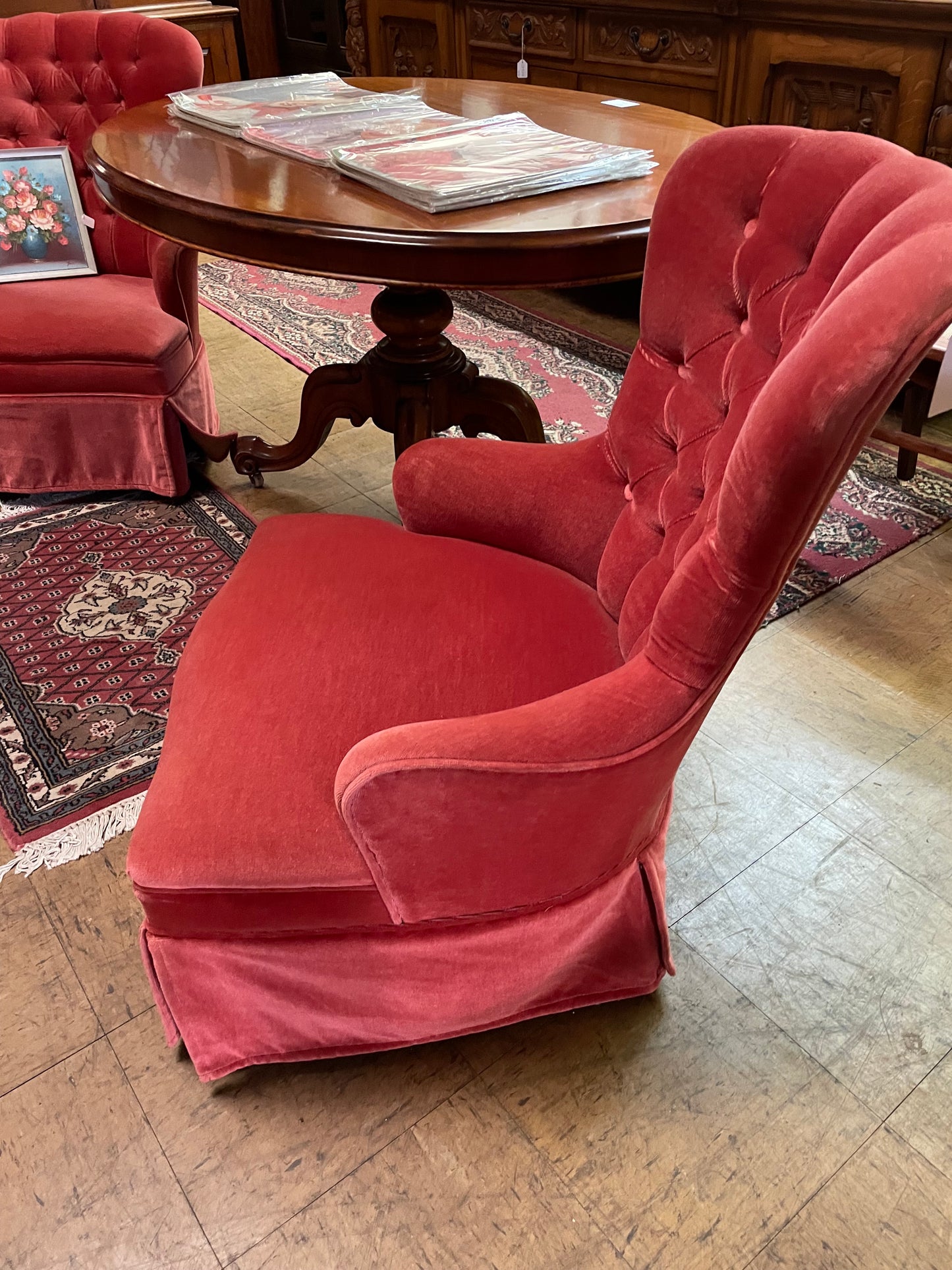 Pair of Watermelon Velvet Bedroom Chairs