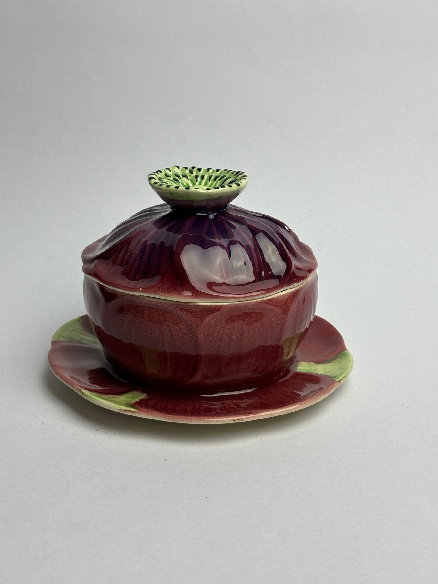 Anemone Majolica Lidded Pot by Shorter & Son