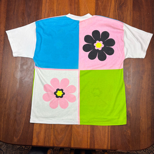 Vintage 1980s Colour Block Floral T-Shirt front