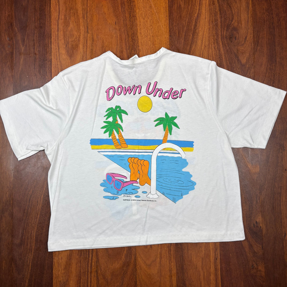 Vintage Garfield Down Under white T-shirt back