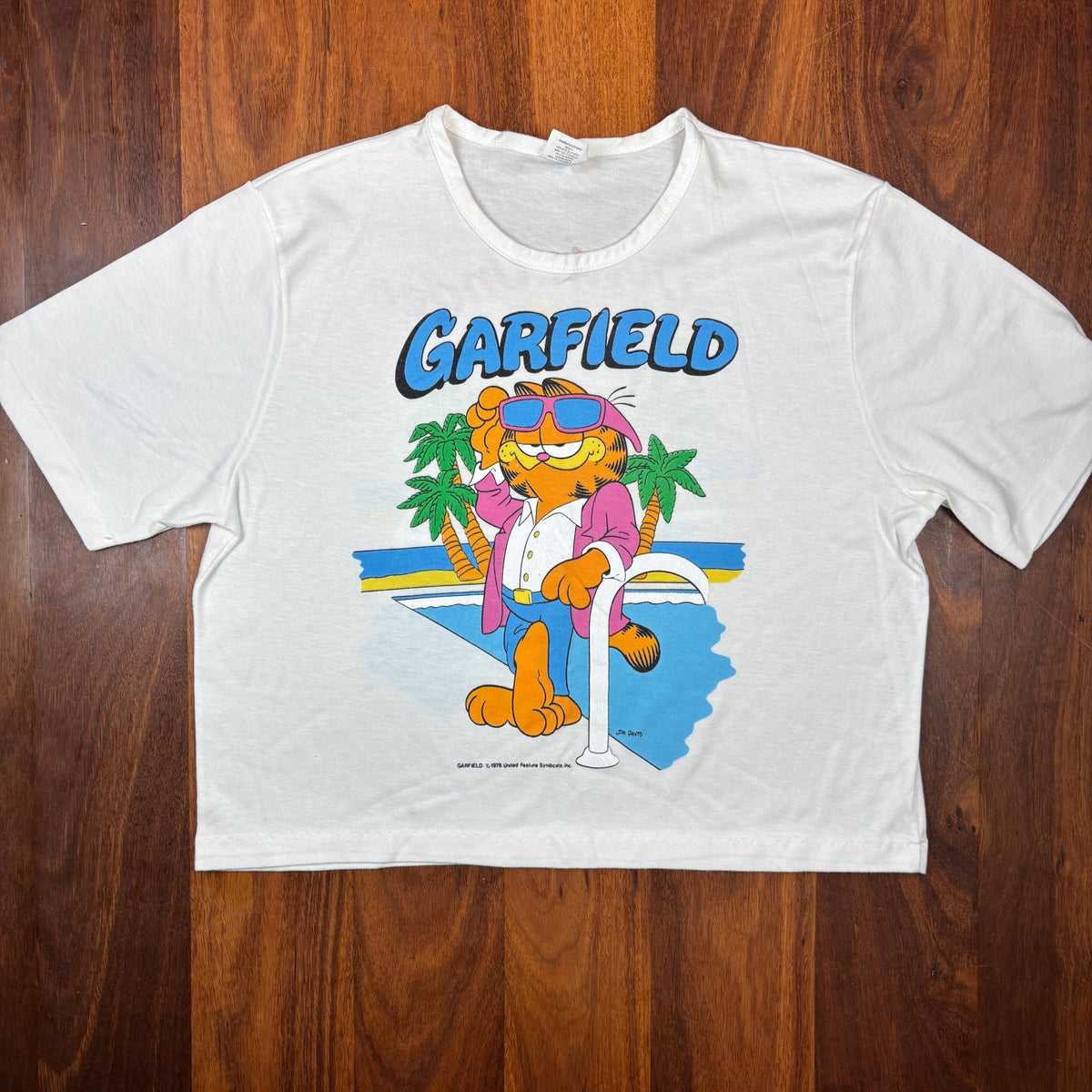 Vintage Garfield Down Under white T-shirt front