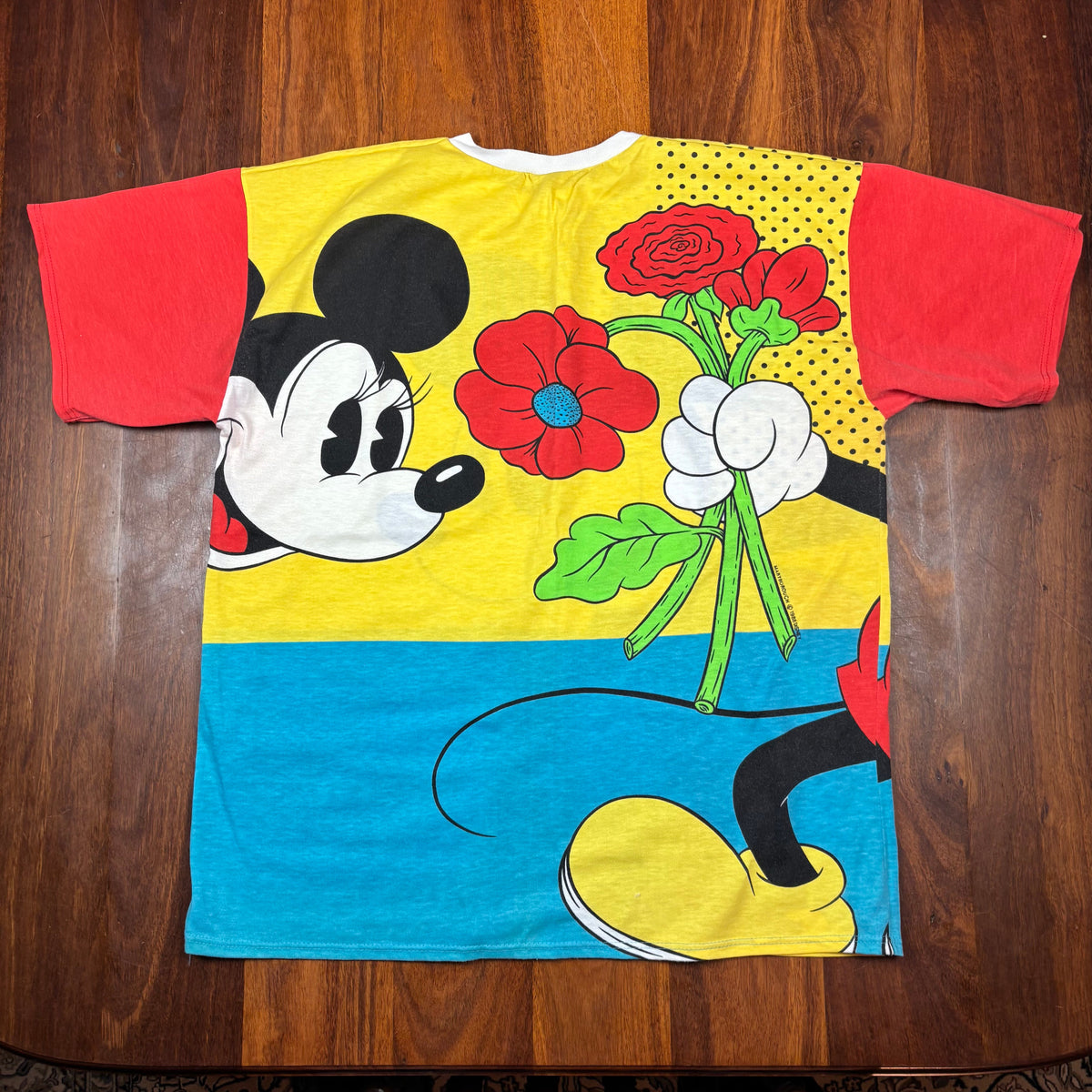 Vintage Mickey Mouse flowers all-over print T-shirt back