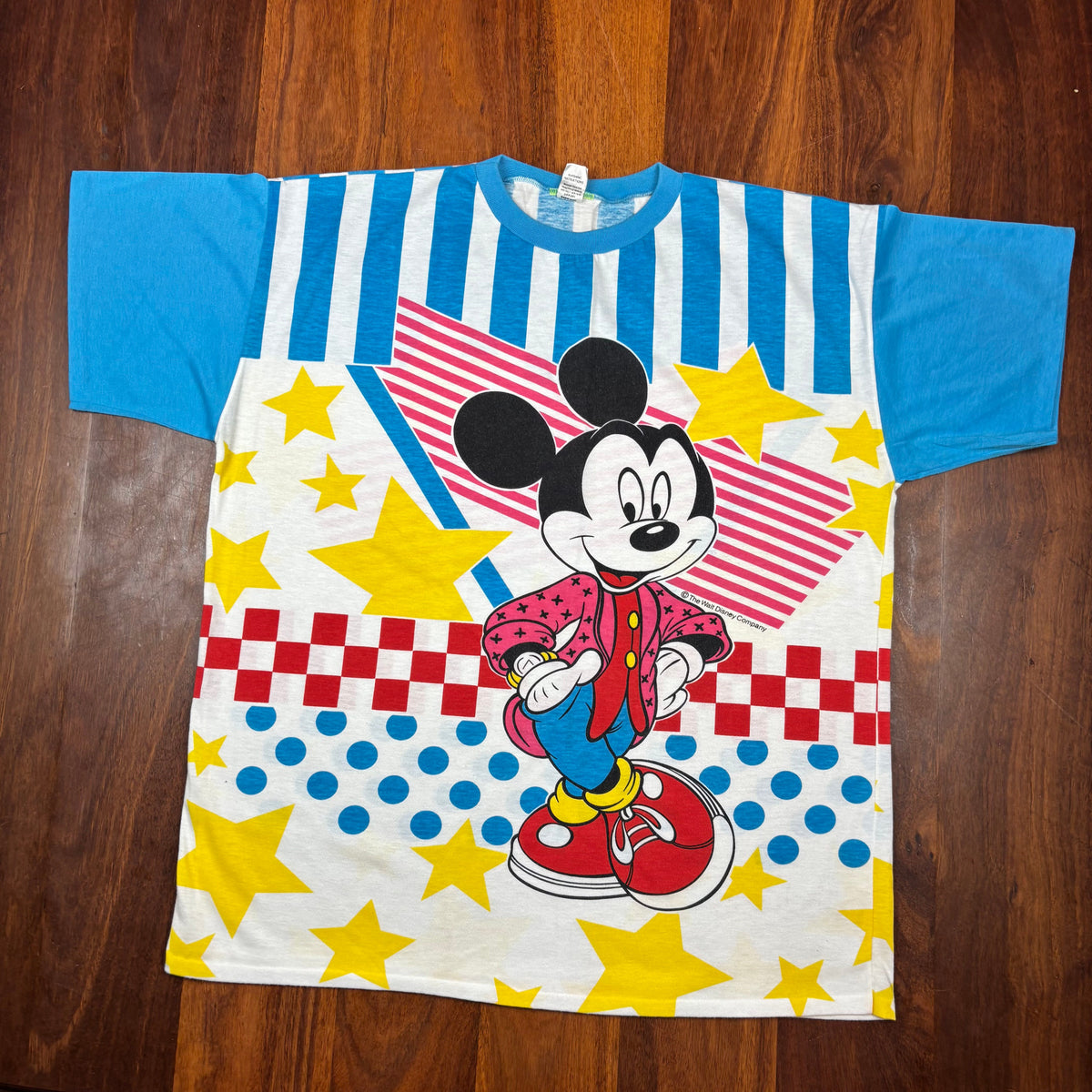 Vintage Mickey Mouse geometric all-over print T-shirt front
