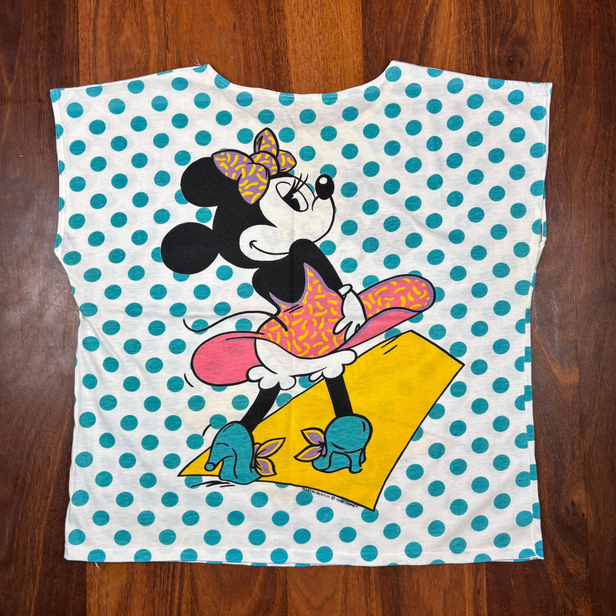 Vintage Minnie Mouse Teal Polka Dot T-Shirt c.1986
