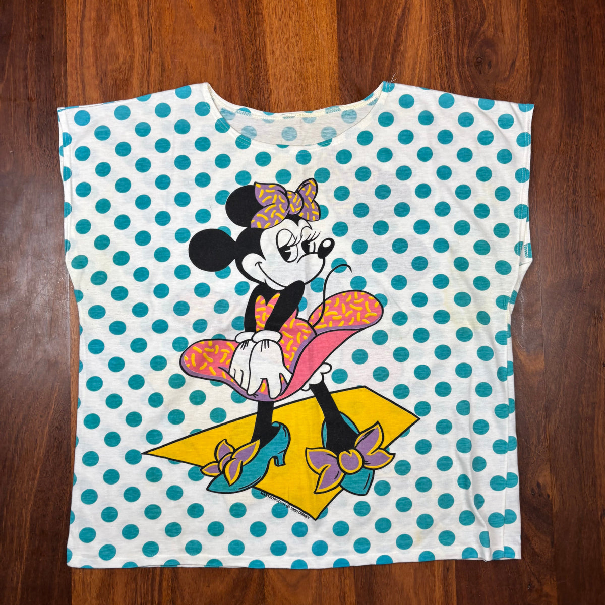 Vintage Minnie Mouse Teal Polka Dot T-Shirt c.1986