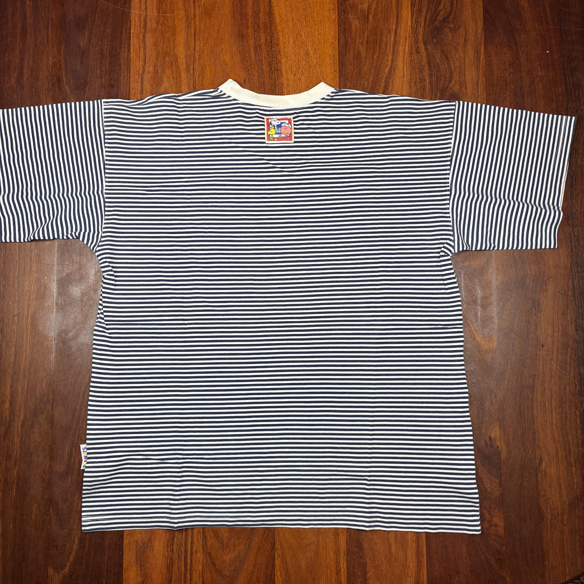 Vintage Peanuts Snoopy & Woodstock Striped T-Shirt front