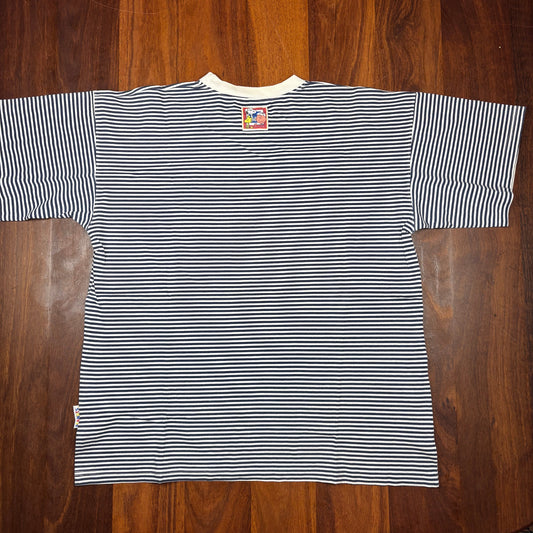 Vintage Peanuts Snoopy & Woodstock Striped T-Shirt front