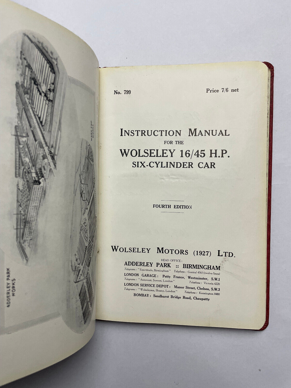 Instruction Manual for the Wolseley 16/45 H.P. Six-Cylinder Car
