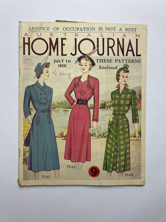 Australian Home Journal, July 1st 1950, with patterns, vintage