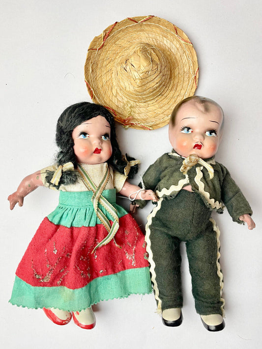Vintage Dolls : Vintage Mexico hand made Girl/Boy doll couple