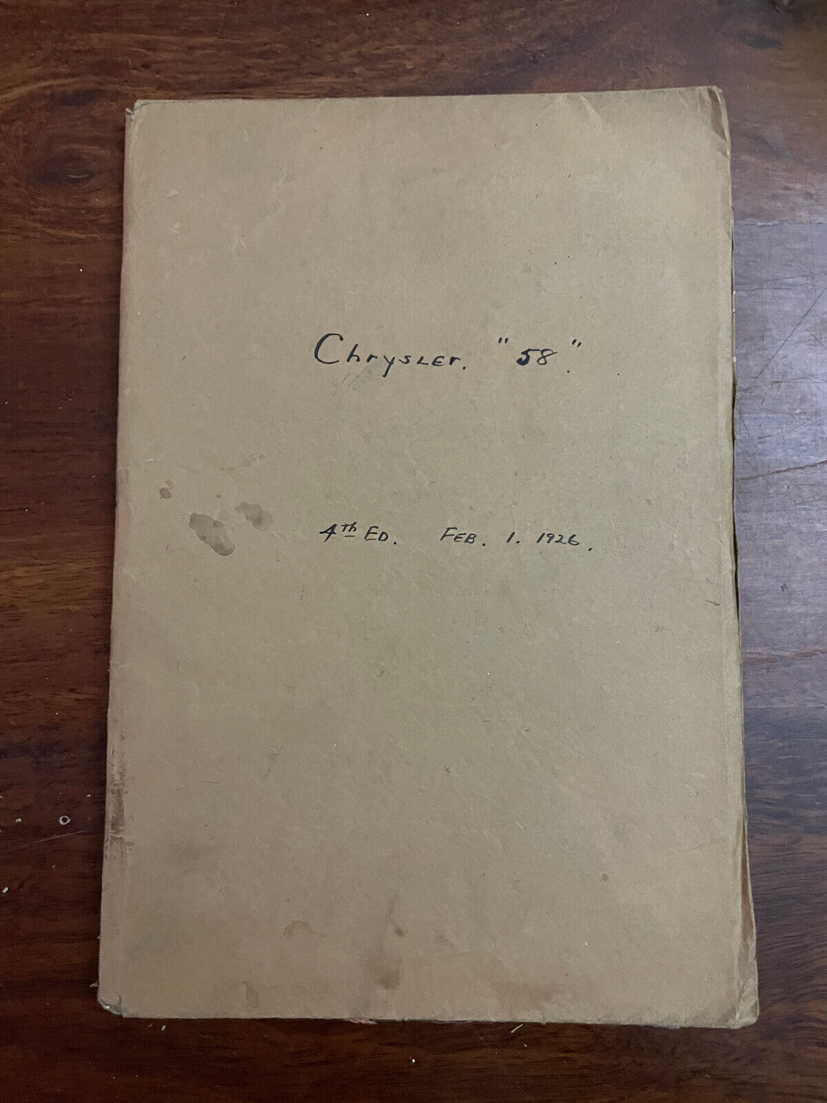 Original Chrysler "58" Instruction Book 1928 Owner's Manual