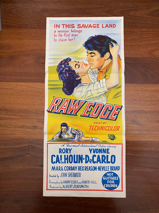Raw Edge Poster Australian Daybill Scarce Rory Calhoun Yvonne de Carlo