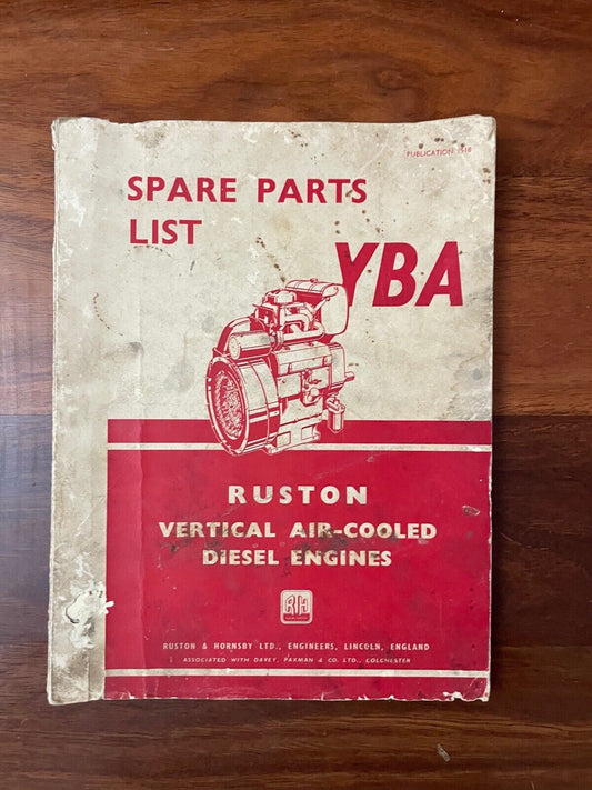 Ruston Vertical Air-cooled Diesel engine Spare Parts List YBA