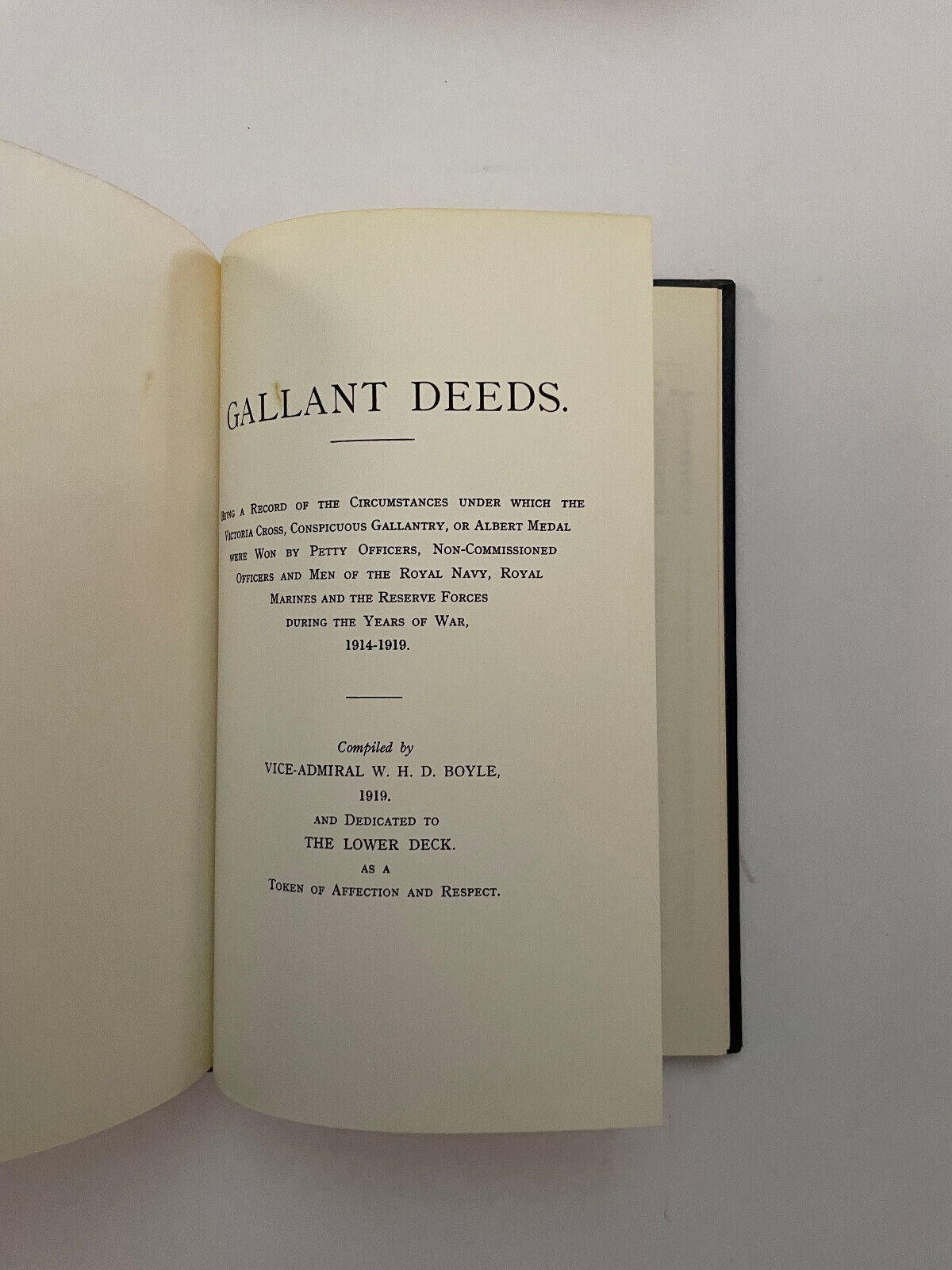 GALLANT DEEDS VICTORIA CROSS CONSPICUOUS GALLANTRY WHD BOYLE 1919 WW1 ROYAL NAVY