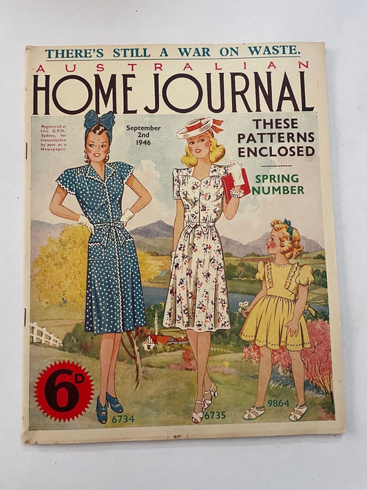 Vintage Australian Home Journal magazine SEPT 1946 original paper pattern