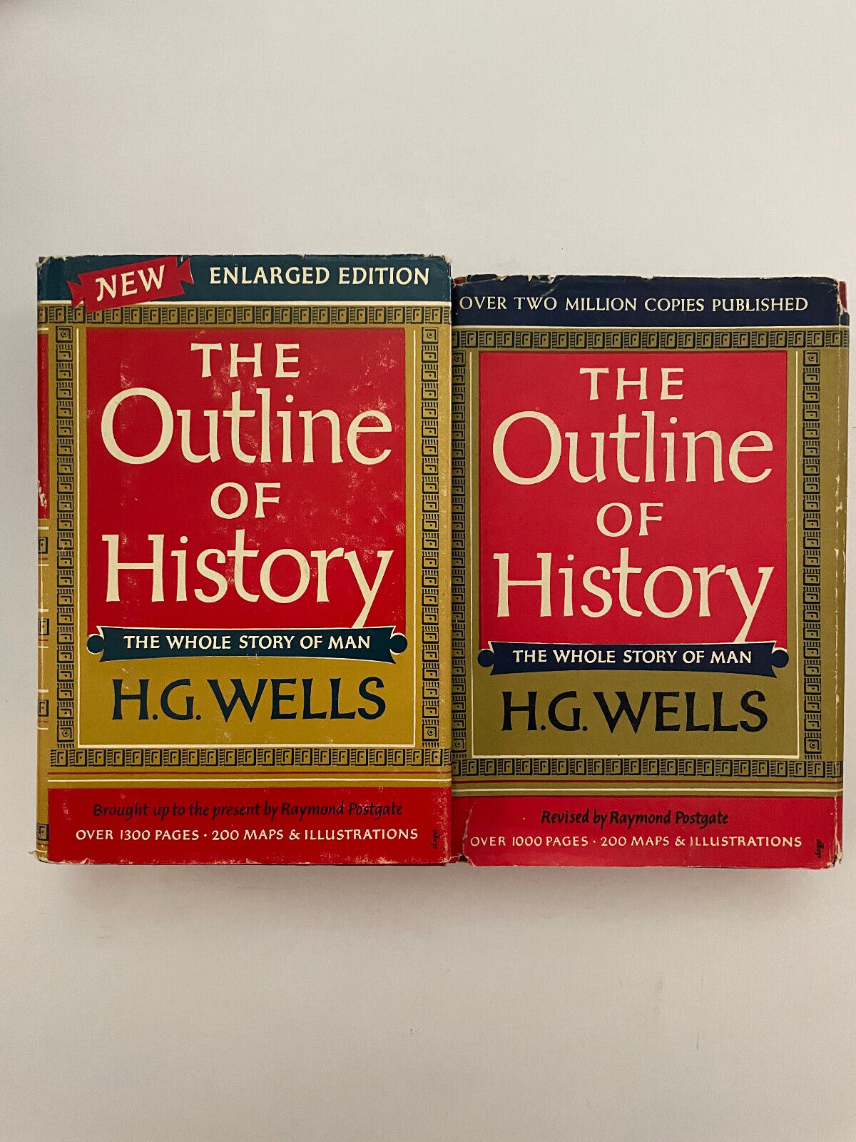 The Outline of History HG Wells 2 Volumes Book Club Ed  1956