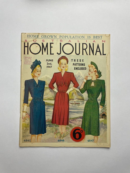 Australian Home Journal, June 2nd 1947, with patterns, vintage