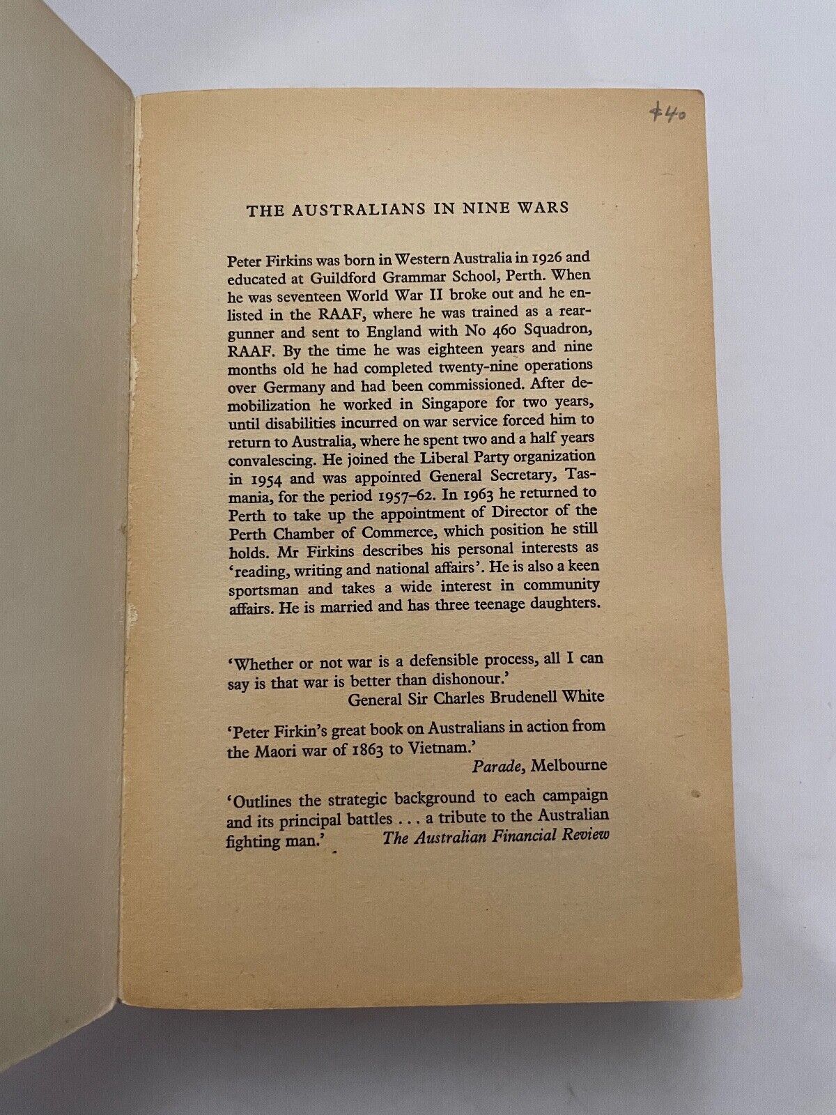 The Australians in nine wars: Waikato to Long Tan by Firkins, Peter C