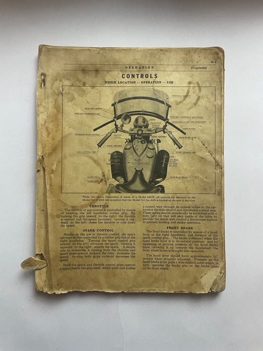 Original Indian MOTORCYCLE 741 & Sport Scout Operation & Maintenance Manual