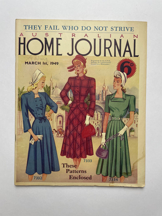 Australian Home Journal, March 1st 1949, with patterns, vintage