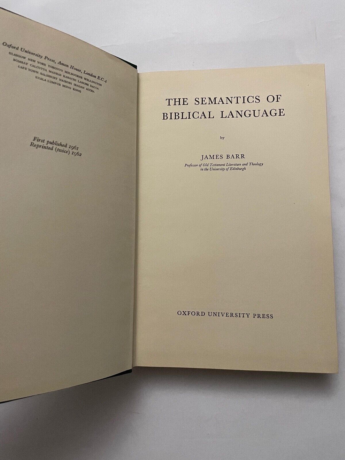 Semantics of Bible Language by James Barr (Hardcover, 1962)